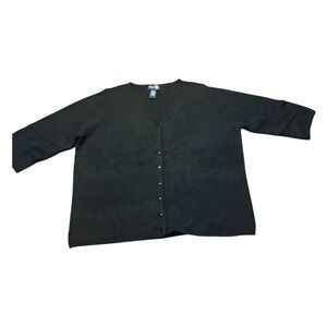 Angora Blend Black Button Front 3/4 Sleeve Cardigan Sweater Women sz 18/20